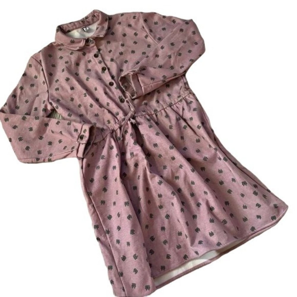 Yang Yang Novelty Cat Print Fleece Lined Dress